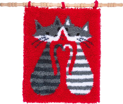Vervaco - Knooptapijt kit - Streepjes katten - PN-0156930 - Borduren - Borduurpakket - Borduurpakket volwassenen - Borduurpakket kind