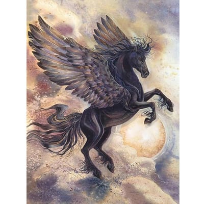Mosaïque de diamant cheval du ciel noir, cadeau fait à la main, perceuse complète, décoration de maison, peinture diamant, Art mural 20X30CM black