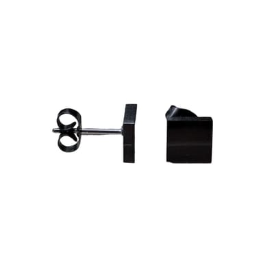 Aramat Jewels | Oorbellen | RVS Vierkante Oorbellen - Geometrische Oorstekers | Zwart / 7mm | | | | Kinderen, Volwassenen | Verkleurd niet