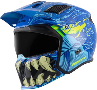 Bogotto Radic Bestia 22.06 Zwart Blauw Geel Jethelm - Helm