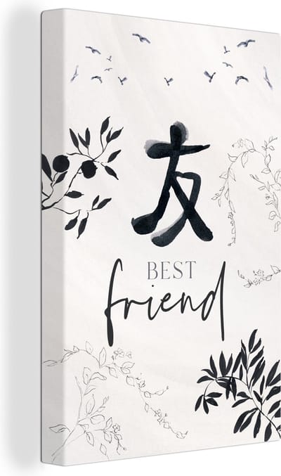 Canvas Schilderij Best friend - Beste vrienden - BFF - Spreuken - Quotes - 20x30 cm - Wanddecoratie