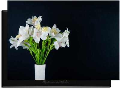 KitchenArt - White Whisper - Inductie Beschermer - 86x52 cm - Kookplaat Beschermer - Luxe Afdekplaat Inductieplaat - Anti-slip & Oprolbaar - Beschermmat Inductiekookplaat