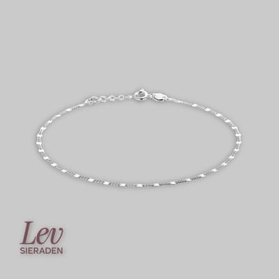 925 zilveren enkelbandje - 2.3 mm 24 + 2 cm - Gerhodineerd 925 zilveren enkelband - Lev Sieraden