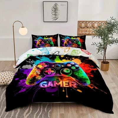 Vavida Dekbedovertrek - Eenpersoons - 140 x 200 - Gamer - Controller - Gamen - Gamekamer - Jongen