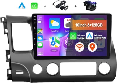 Boscer 2 Din Autoradio - Geschikt voor Honda Civic (2006-2011) - Draadloos Apple CarPlay & Android Auto - 6+128GB - 10.1 Inch HD Touchscreen - GPS - WiFi, Bluetooth & USB - Achteruitrijcamera & Microfoon