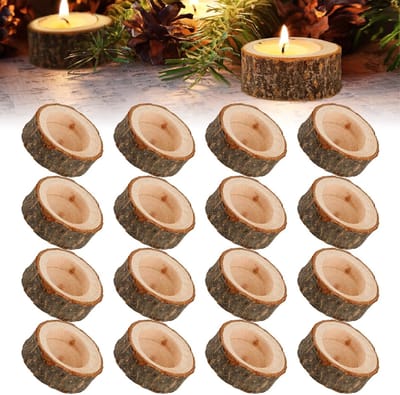 Theelichthouders, rond, natuurlijke theelichthouders, tafeldecoratie voor bruiloften, woondecoratie, verjaardag, kerstfeest