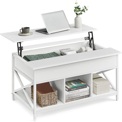 VASAGLE - Salontafel - Bijzettafel - Met Verstelbaar Blad - Ruim Opbergvak - Voor Woonkamer