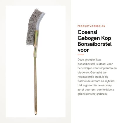Dailygoods- Bonsaiborstel Gebogen Hoofd - Staal Tuingereedschap - Ergonomisch Ontwerp - Antislip Handvat - Duurzaam en Slijtvast - 23 cm/22 cm