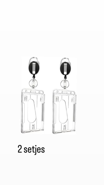 Akyol - Intrekbare badgehouder met trekkoord -set van 2 stuks naamplaatje -badge met clip-pasjes houder - badgehouders met pasjes - Pasjes | ID-kaart |zwarte badgehouder-badge zwart -badgehouder kantoor-bad