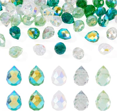 50Pcs Groene Facet Teardrop Galvaniseren Glas Kralen AB Gekleurde Water Drop Transparante Kristal Kralen voor Diy Oorbel Ketting Armband Sieraden Maken