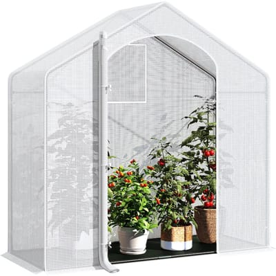 Foliekas Tuinkas - Winterbestendig - PE-folie 135 g/m² - Kweekhuis - Broeikas - Kweekkast voor tomaten & klimplanten - 200x80x200cm Wit