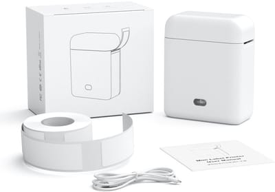 carmdering - Mini Etikettenprinter - Bluetooth Labelprinter - Draadloze Printer - 203 dpi, thermisch, geen inkt - 1200 mAh batterij, Bluetooth 5.0 - 15 mm papierbreedte, 92x74x38 mm - LuckJingle app, gratis sjablonen - Waterbestendig, oliebestendig