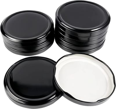 Twist Off Deksels voor Potten 82 mm, Metaal Deksels voor Inmaken, Geschikt voor 230/350/435/570 ml, Zwart, Set van 10