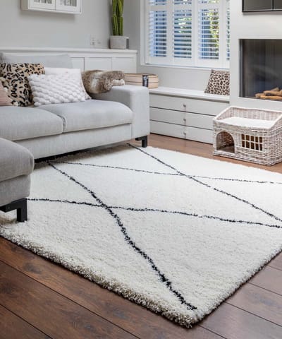 Vierkant berber vloerkleed - Artisan Atla wit/zwart 140x140