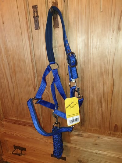 HKM Nylonhalster met touw - cob - kobalt met donkerblauw