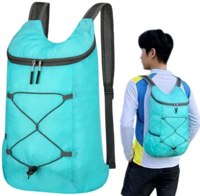 1 stuk - Opvouwbare fietsrugzak voor buiten - Grote capaciteit, draagbaar - Reisrugzak - Handbagage - 26×14×40 cm - Geschikt voor dagelijks gebruik tijdens fietstochten en -tochten - Meerblauw