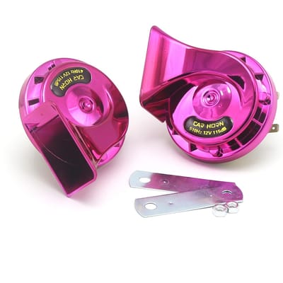 12V 2 stuks luide lucht elektrische slakhoorn dubbele toon slakhoorn voor motorfietsen auto's kleine jachten rozerode kleur