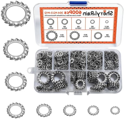 600 Stuks Tandwielen en Klemringen Set van Roestvrij Staal voor M2.5 tot M12 - Assortiment van Sluitringen en Washers