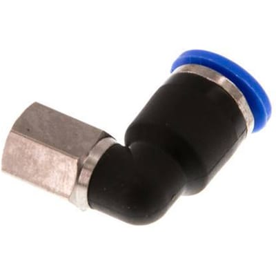6mm x M 5 90 graden L-verbinding Messing/PA 66 Insteekfitting Binnendraad Draaibaar NBR [2 Stuks]