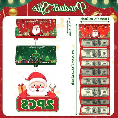 Kerstgeldcadeau met 10 Compartimenten, Perfect voor Collega's, Verpakking voor Geld en Kerstkaarten, Ideaal voor Alle Feestdagen (Rood + Groen)