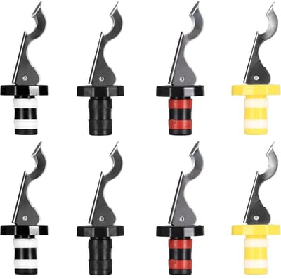 carmdering - Wijnstopper Edelstaal - 8 Stuks wijnstoppers -flessenstoppers - handmatige drankstopper - herbruikbare wijnkurken - creëert een luchtdichte afsluiting - diverse kleuren - Rode wijnstop