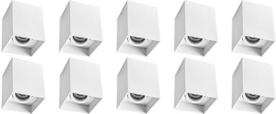 Opbouwspot 10 Pack - Pragmi Luxina Pro - GU10 Fitting - Opbouw Vierkant - Mat Wit - Aluminium - Verdiept - Kantelbaar - 90mm