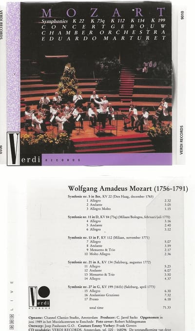 MOZART - CONCERTGEBOUW ORKEST - K 22-73-112- 134-199