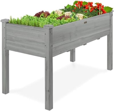 Houten Moestuinbak op Poten - Verhoogde Plantenbak 86.36x45.72x76.2cm - Inclusief Worteldoek & Ophanghaken - Kweekbak voor Groenten en Kruiden - Massief Vurenhout
