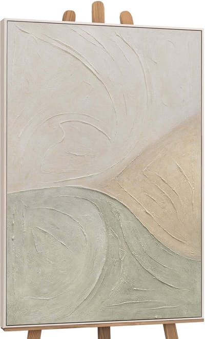 Canvas schilderij 120x80 cm handgeschilderd sporen van regen – YS-Art Gallery – Lijst: Beige – Luxe wanddecoratie