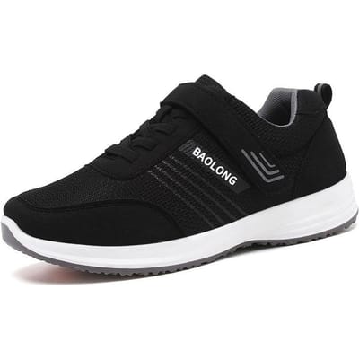 Wandelschoenen Lente Nieuwe Reisschoenen Comfortabele Zachte Zool Middelbare Leeftijd en Ouderen Hardlopen Koppel Ouderen Sportschoenen 44 black