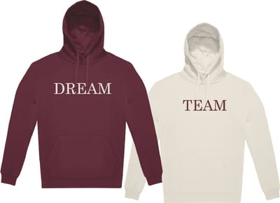 Hoodie Set van 2 – Off-White & Burgundy – Dream Team – Unisex – Maat S - Livingstickers