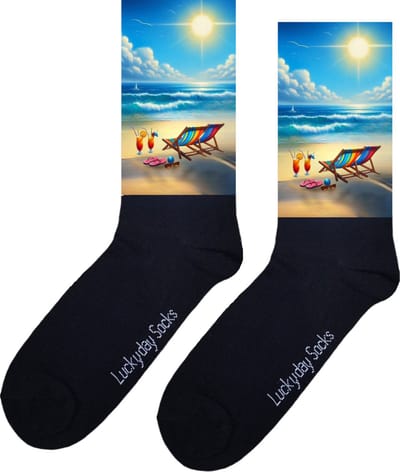Strand - Opkikker - Grappige sokken - Valentijns cadeau - Verjaardag cadeau - Sinterklaas cadeau - Leuke sokken - Vrolijke sokken - Luckyday Socks - Cocktail - Kerst - Vaderdag - Moederdag - Kerst cadeau - Socks waar je Happy van wordt - 37-44