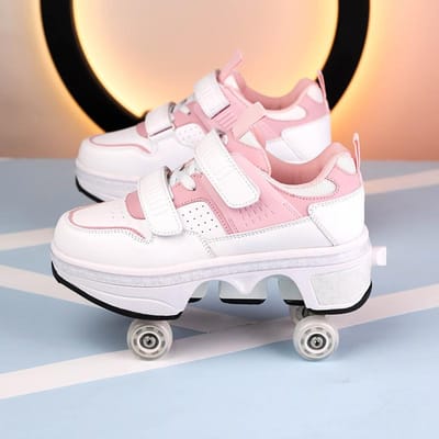 Runaway Shoes Vierwielige Katrolschoenen Jongens Kinderschoenen met Wielen Meisjes Schaatsschoenen Dubbelwielige Rij Deformeerbare Schoenen 36