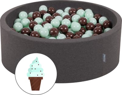 KiddyMoon Ballenbad voor kinderen met 200 kleurrijke ballen ∅7cm 90x30cm - Ballenbak voor Baby's rond - Ballenbak ballen - Met schuimvulling - Ballenbad foam - Voor sensorische - Chocolade: Bruin Munt