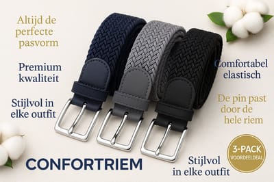 3 pack deal - Elastische riem - gevlochten broekriem - dames en heren riemen - Kleur 1 Blauw 2 Grijs 3 Zwart 115 cm