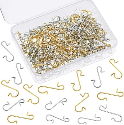 Kerstversieringhaken, metalen draadhaken, ornamenthangers met opbergdoos voor kerstboomversiering (201, goud en zilver)