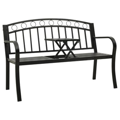 vidaXL - Tuinbank - met - tafel - 120 - cm - staal - zwart