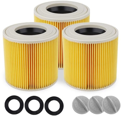 Dailygoods- Stofzuigerfilter Set van 3 - Vervanging voor originele filter - Compatibel met Kärcher WD3/WD2/WD1/MV3/MV2 - Geavanceerde filtratie - Betrouwbare oplossing voor optimale prestatie - Stofzuigeraccessoire
