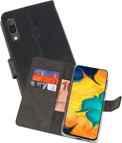 Booktype Telefoonhoesjes - Bookcase Hoesje - Wallet Case - Geschikt voor Samsung Galaxy A30 - Zwart