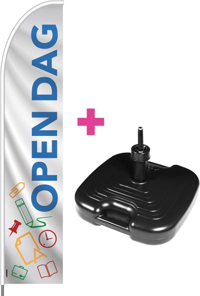 Beachflag - Open Dag - Vlag + Parasolvoet + Rotator + Hengelsysteem + Draagtas - Actievlag.nl