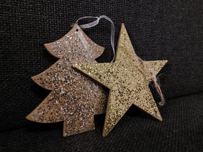 Kersthangers Goud/Glitter - Set van 2 | Kerstboomhangers Kerstster en Kerstboom - Gouden Glitter Kersthangers