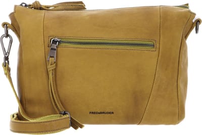 FREDsBRUDER Leren Schoudertas My Old Friend Crossbag Sunny Yellow Mosterdgeel