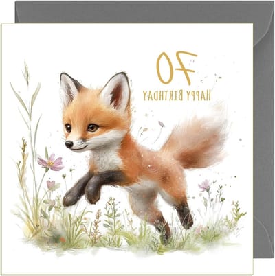 Verjaardagskaart Vos - Wenskaart Kit - Zeventigste Verjaardag - Extra Dik Karton - 15x15 cm - Meerdere Kleuren