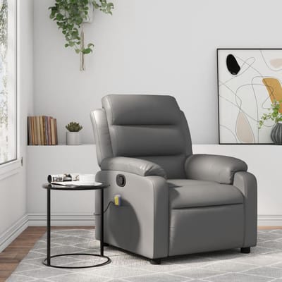 vidaXL - Massagestoel - van - grijs - kunstleer