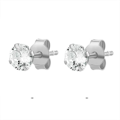 Twice As Nice Oorbellen in zilver, wit zirkonia, 5 mm