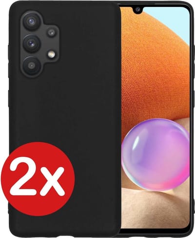 Hoesje - 2 Stuks - Geschikt voor Samsung Galaxy A32 5G - Sterk & Shockproof - Telefoonhoes - Back Cover - Case Siliconen - Telefoon Hoes - Zwart