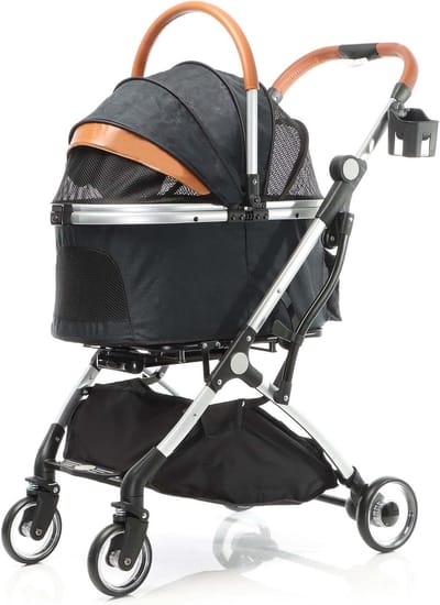 Huisdierwagen - Hondenbuggy Reiswieg - Comfortabel Vervoer - Inklapbaar 2-in-1 - 77 x 48 x 100 cm - Zwart