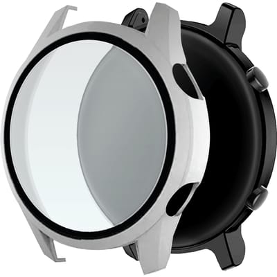 Telefoonglaasje Hoesje met Screenprotector Geschikt voor Huawei Watch GT2 - 42mm - Zilver