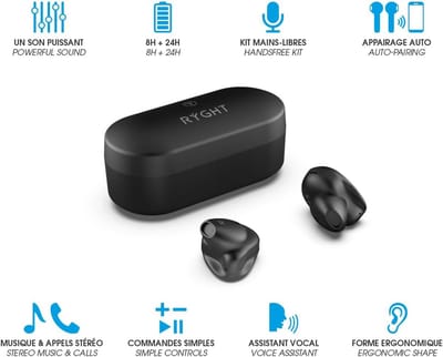 True Wireless Oordopjes met Oplaadcase - Zwart - Bluetooth 5.0 & Handsfree Bellen