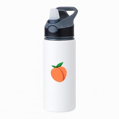 Hacebo® - Perzik waterfles met rietje zwart - Fruitschaal - fruit liefhebbers - Fluweelfruit - vrucht - water fles - 650ML